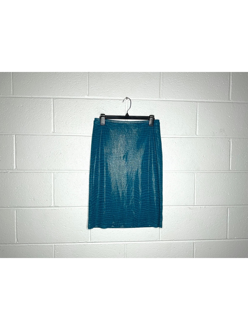 Vintage Express Teal Crocodile Animal Print Sparkling Skirt